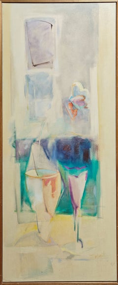 « Fenêtre de la Saint-Valentin » Barbara Schaff, couleurs subtiles, peinture gestuelle, nature morte