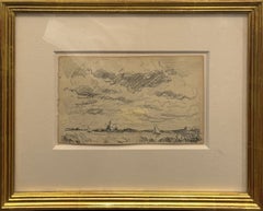 „Bleistiftstudie einer bewölkten Landschaft“ Kees van Dongen, niederländische Landschaft, Fauvismus