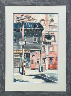 "Street Scene" Dong Kingman, Chinese American, Urban Landscape, Sunny Street