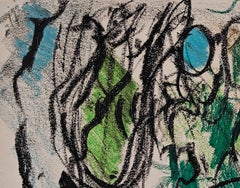 "Tableau" Linda Lindeberg, Female Ab-Ex, Gestural, Blue, Black and White
