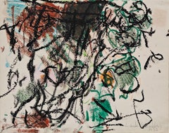 "Tableau" Linda Lindeberg, Gestural, Female Ab-Ex, Black, Orange, Red