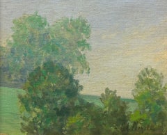 «Paisaje veraniego frondoso», George Loftus Noyes, Hojas verdes, Cielo, Atardecer