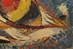 « Sans titre », artiste inconnu, milieu du siècle, abstraction dynamique, composition, bleu