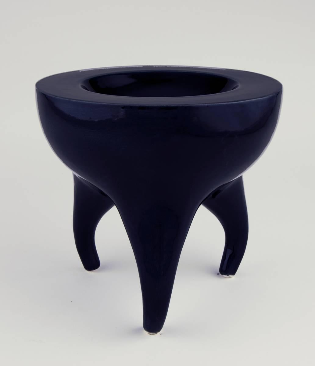 Eric Boos Abstract Sculpture - "Black Flattop Bowl"