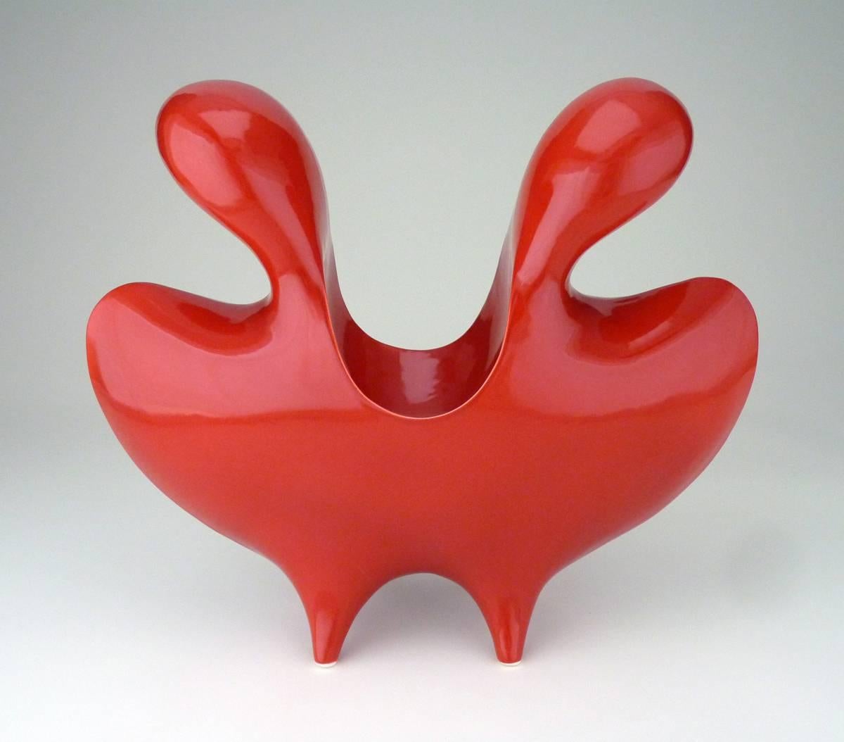 Eric Boos Abstract Sculpture - "Red Splash Bowl"