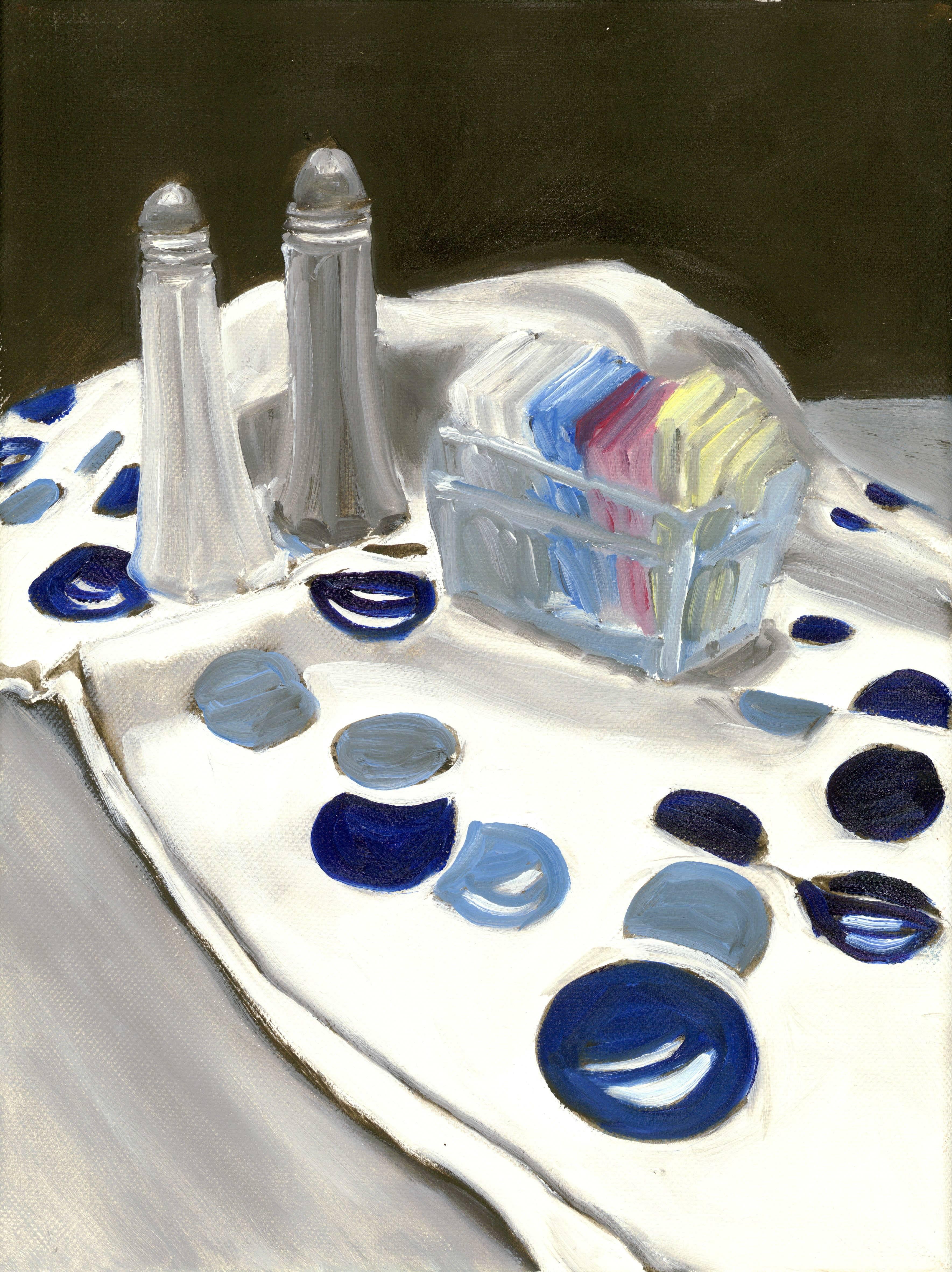Eve Plumb Still-Life Painting - "Blue Bubbles" 