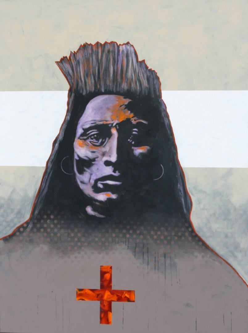 Nocona Burgess Portrait Painting - "Medicine Crow- Crow"