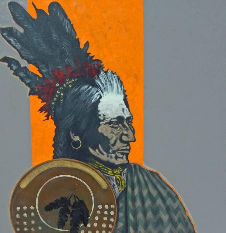 Nocona Burgess Portrait Painting - "Old Brass- Blackfeet"