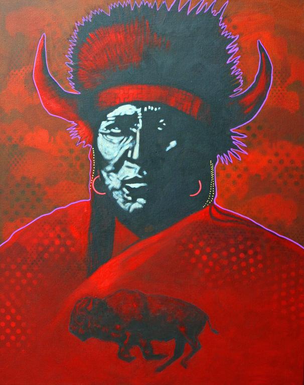 Nocona Burgess Portrait Painting - "Red Buffalo"