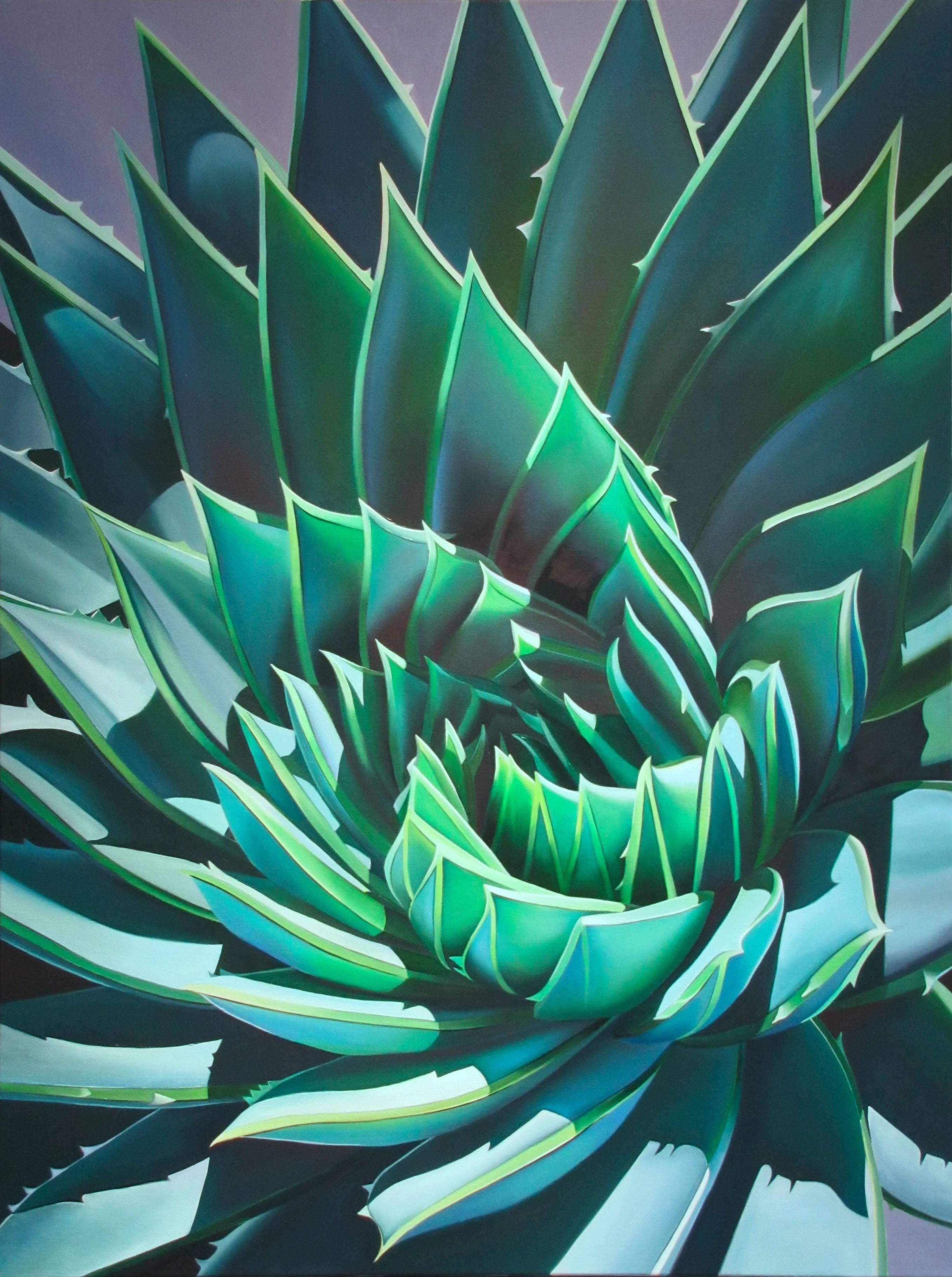 Dyana Hesson Still-Life Painting - "Santa Barbara Swirl, Symmetrical Aloe"