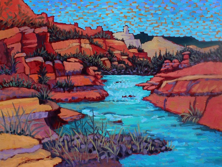 Claudia Hartley Landscape Painting - "Slide Rock Waters" 