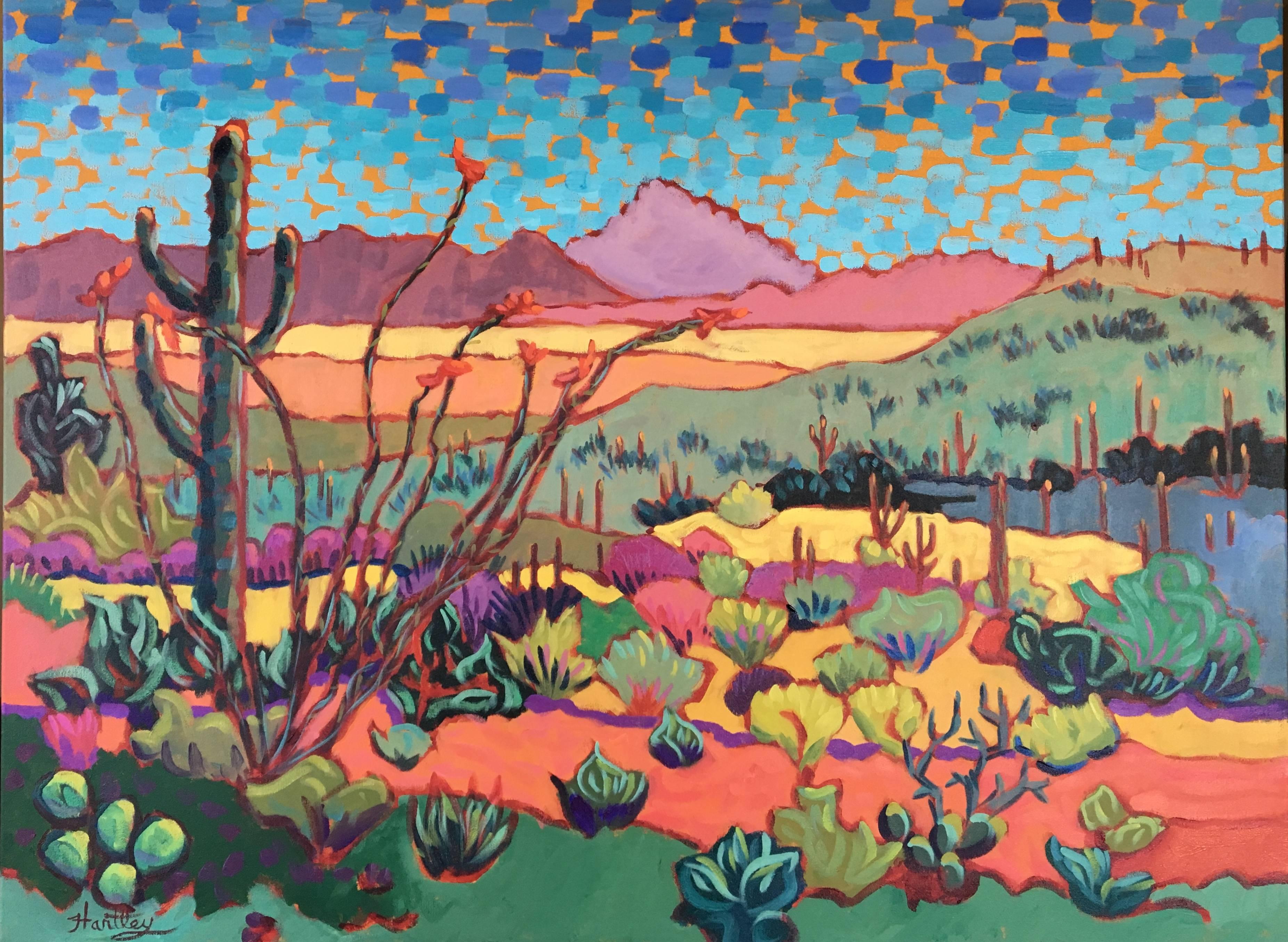 Claudia Hartley Landscape Painting - "Desert Spring Color" 