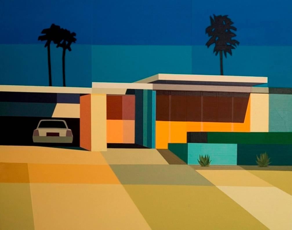 Andy Burgess Still-Life Painting - "Palm Springs Mid Century Modern House"