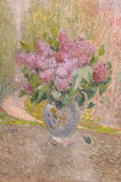 Vase of Lilacs in Provence landscape