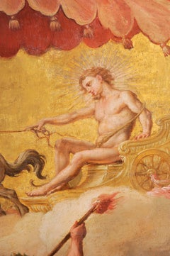 Italian gilded carriage panel with Apollo an Minerva