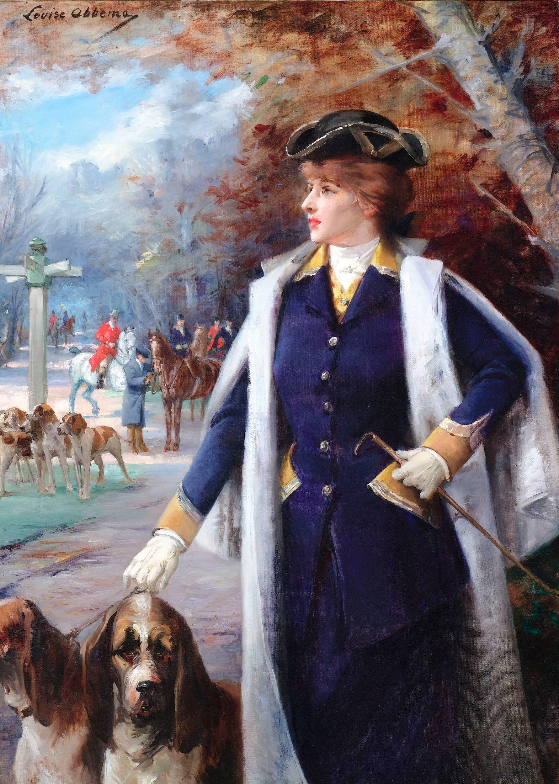 Louise Abbema Portrait Painting - Sarah Bernhardt Hunting with Hounds by Louise Abbe