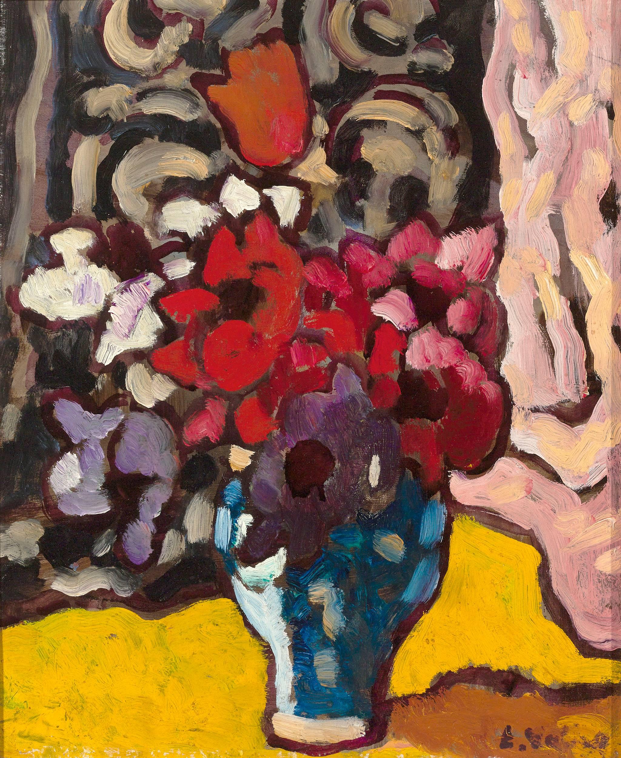 Louis Valtat Still-Life Painting - Fleurs en Vase Bleu (Flowers in a Blue Vase)