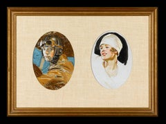 Aviateur et femme dans un chapeau blanc par J.C. Leyendecker, collection Leyendecker