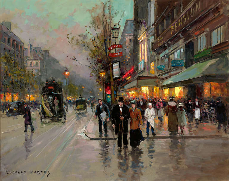 Rue De La Madeline - Painting by Édouard Leon Cortès