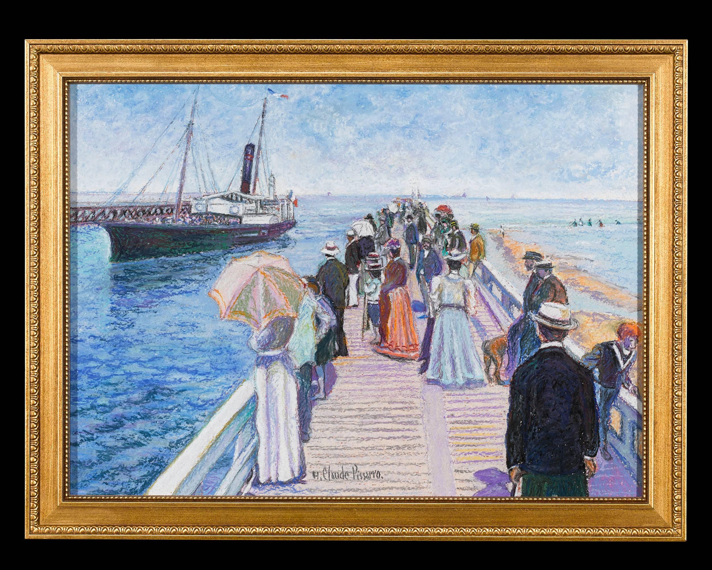 Les Promeneurs de la Jetée by H. Claude Pissarro - Painting by Hughes Claude Pissarro