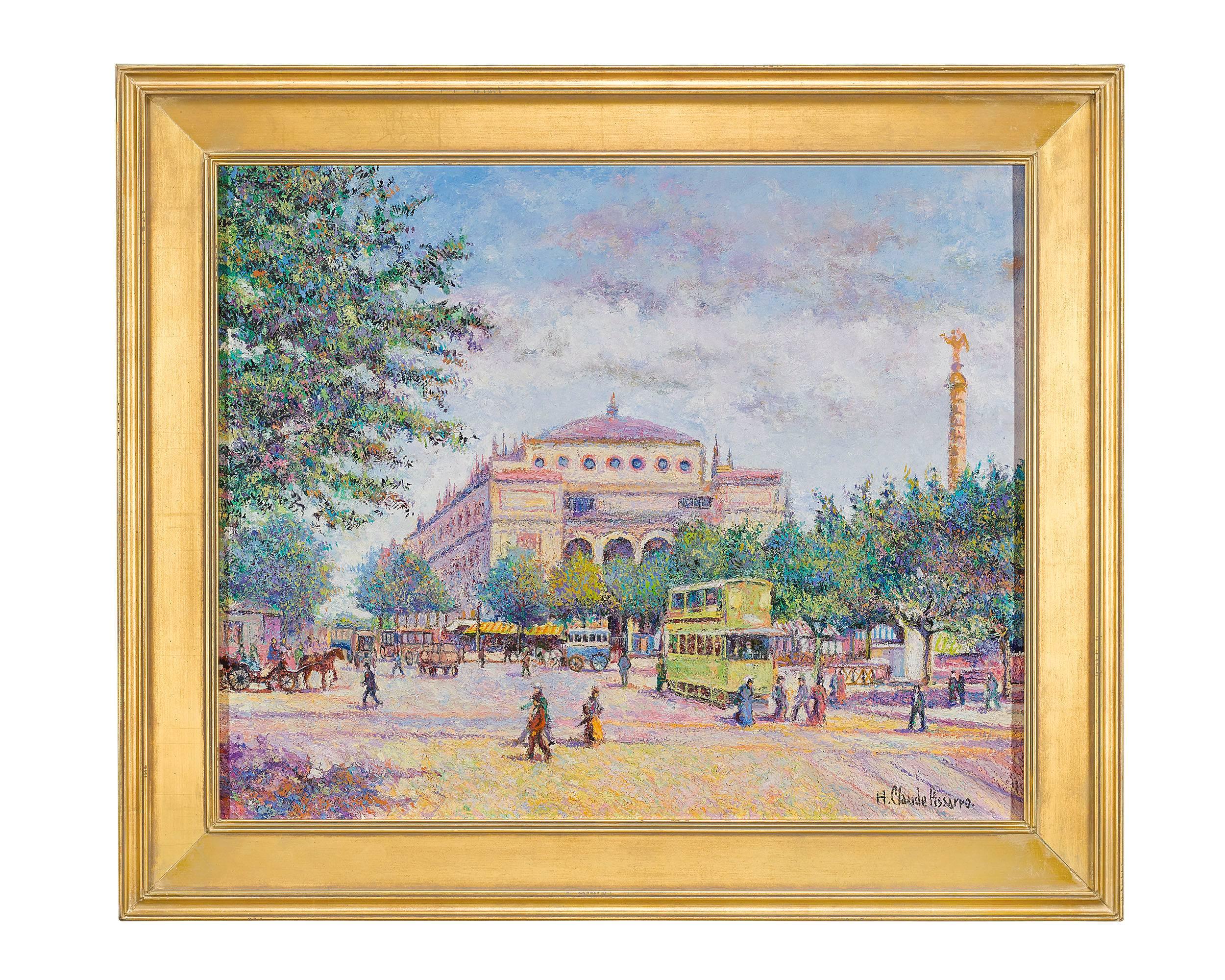 Matin Tôt Place du Chtelet by H. Claude Pissarro - Painting by Hughes Claude Pissarro