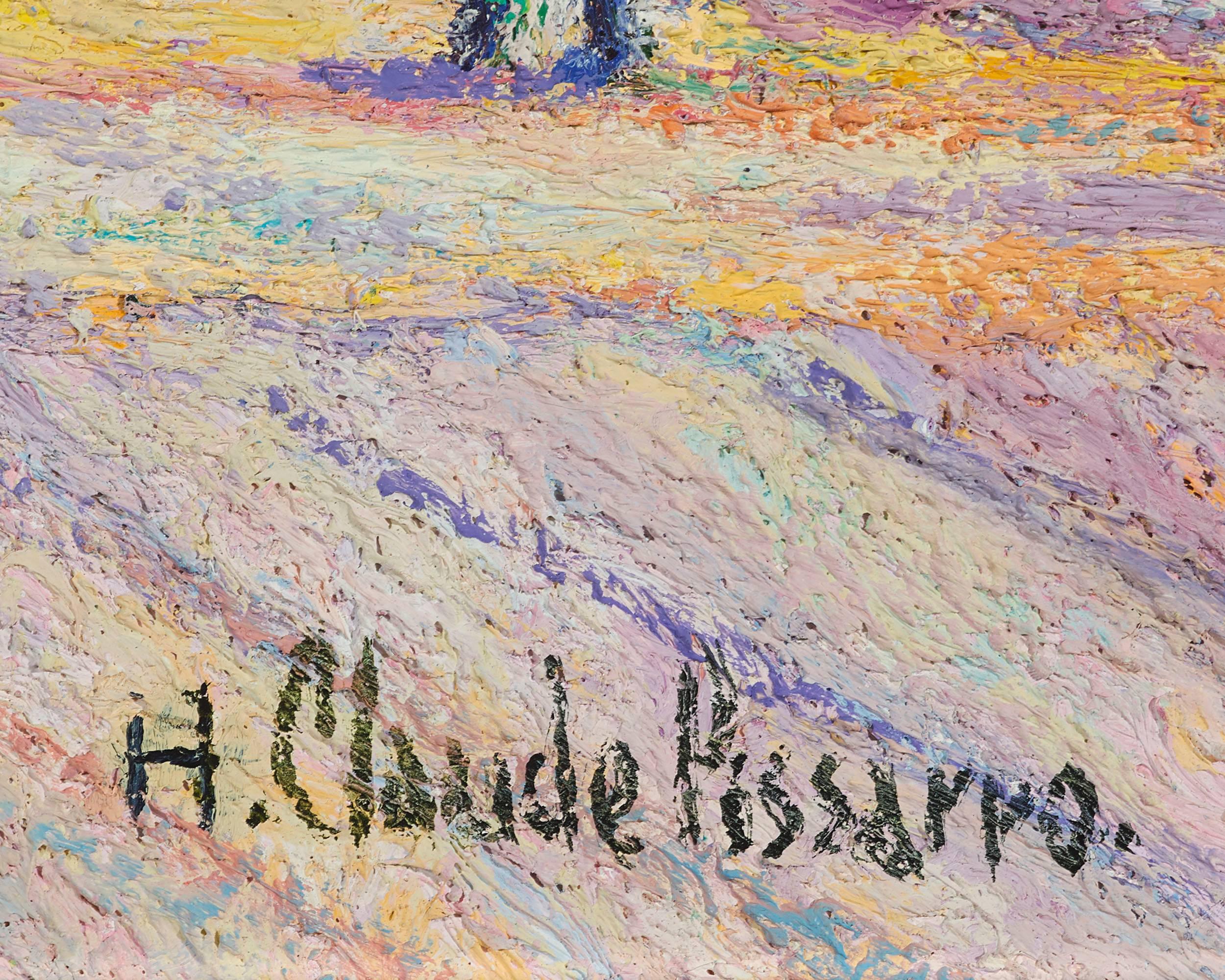 Matin Tôt Place du Chtelet by H. Claude Pissarro - Gray Landscape Painting by Hughes Claude Pissarro