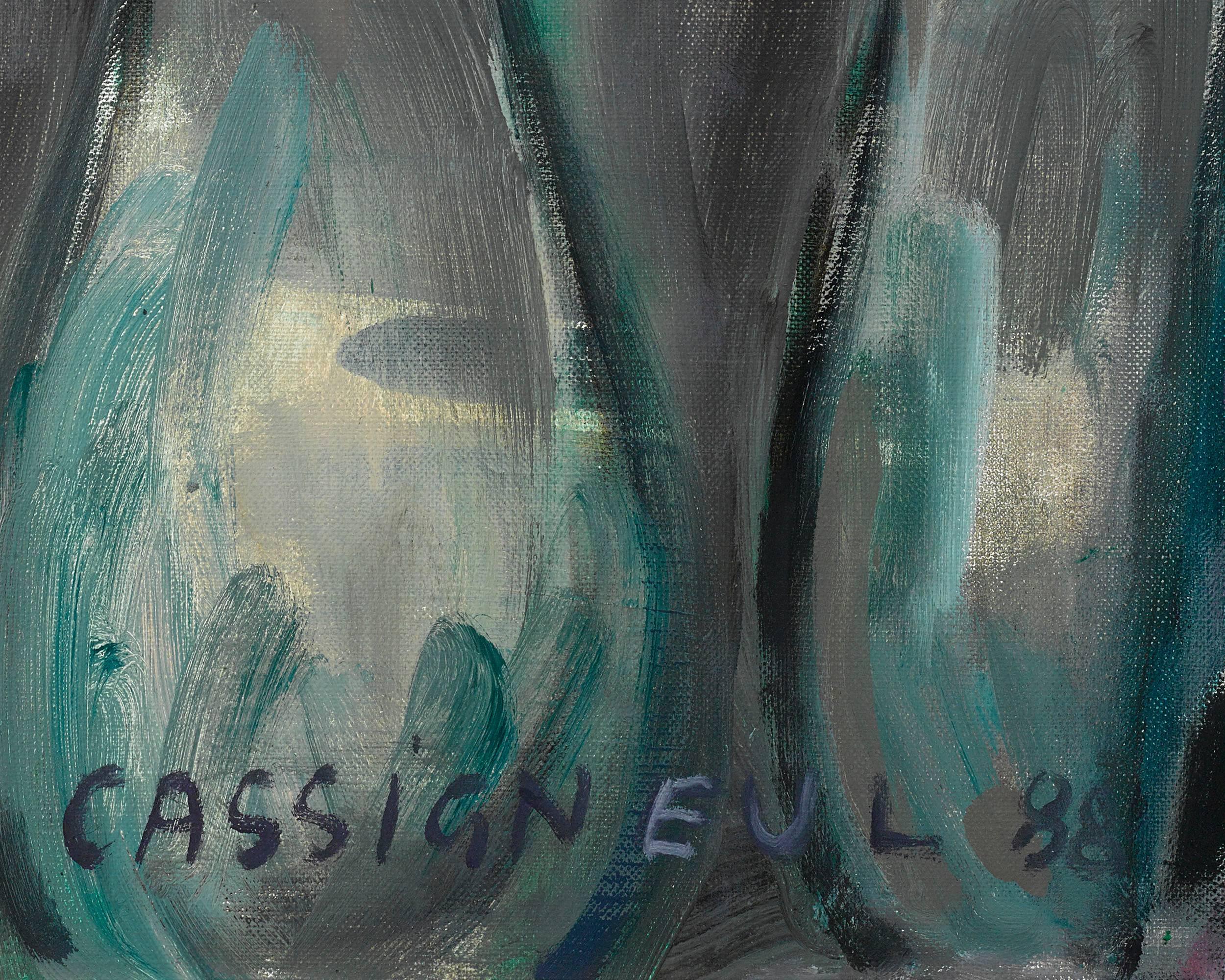 The Emerald Necklace - Blue Figurative Painting by Jean-Pierre Cassigneul