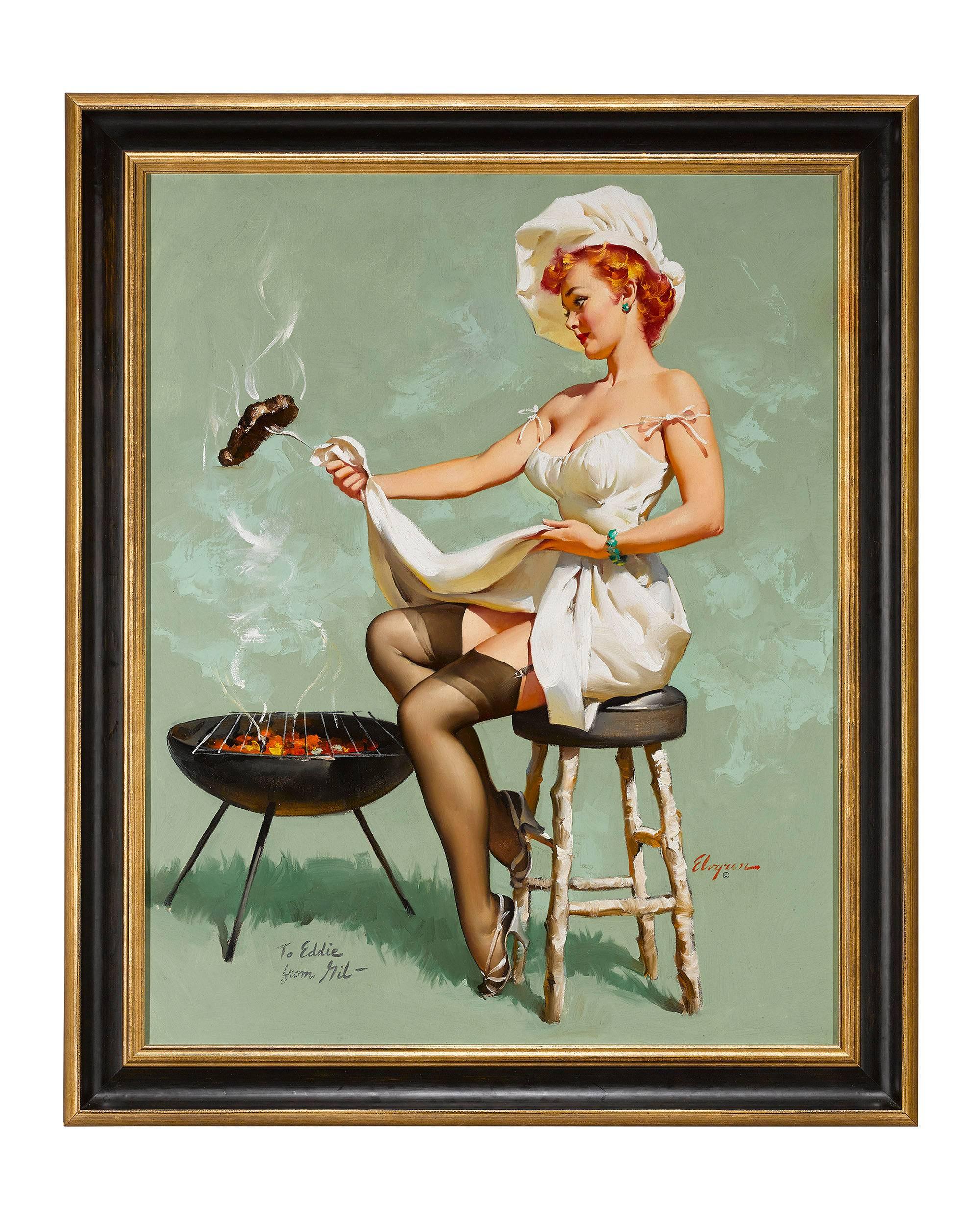 A Lot at Steak - Painting by Gil Elvgren