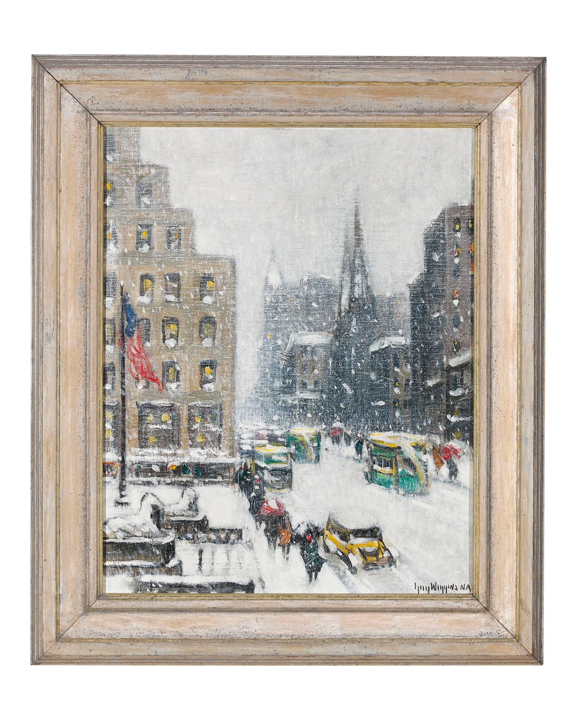 At the Library, Winter  - Painting by Guy Carleton Wiggins