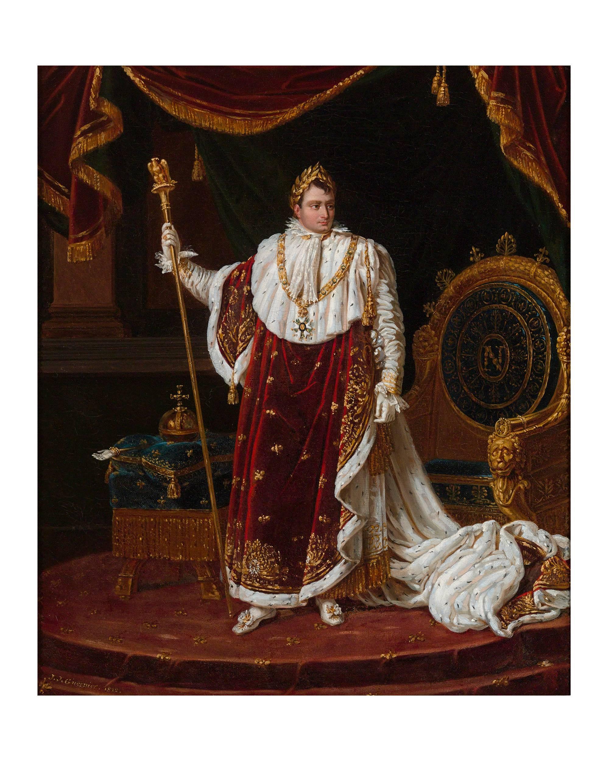 Emperor Napoléon I in Coronation Robes - Painting by Joseph Joachim Guernier
