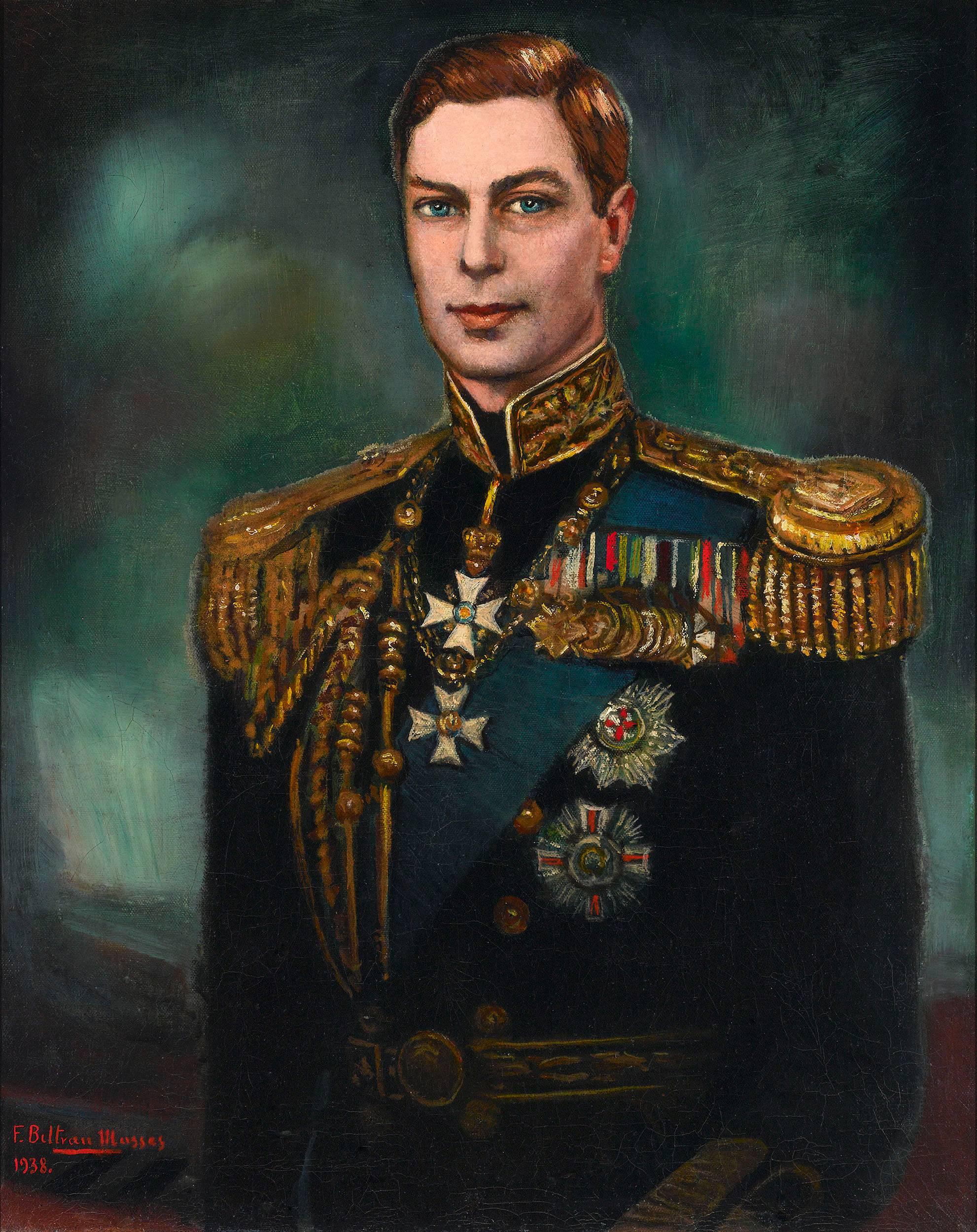 Portrait of King George VI by Federico Beltrán-Masses - Painting by Federico Beltran Masses
