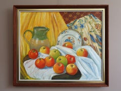 Mid-Century Modern Vintage Swedish Still Life Oil Painting - Gathered Harvest