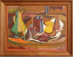 Mid-Century Modern Vintage Swedish Still Life Oil Painting - Sunlit Arrangement