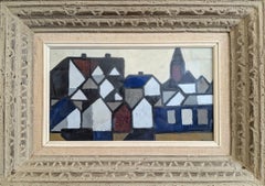 1952 Modern Swedish Abstract Cityscape Oil Painting - Rhythm of Facades