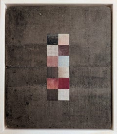 Pittura astratta contemporanea britannica con tecniche miste - Collage geometrico a 12 quadrati