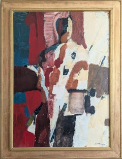 Vintage Mid-Century Modern Abstract Portrait Oil Painting -Threshold of Presence