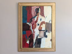 Vintage Mid-Century Modern Abstract Portrait Oil Painting -Threshold of Presence