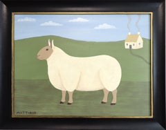 Contemporary British Original Naïve Style Animal Oil Painting - Daphne