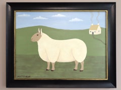 Contemporary British Original Naïve Style Animal Oil Painting - Daphne