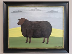 Contemporary British Original Naïve Style Animal Oil Painting - Norma