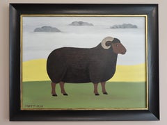 Contemporary Naïve Style Animal Oil Painting by British artist Matt Rix - Walter