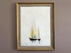 Mid-Century Modern Vintage Abstract Seascape Oil Painting - Where Light Rests
