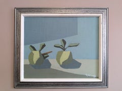 1986 Modernist Original Swedish Still Life Oil Painting - Stylised Fruit