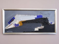 Vintage Mid-Century Modern Original Swedish Abstract Oil Painting - Blue Echoes