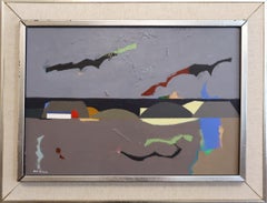 Vintage Mid-Century Modern Original Abstract Oil Painting - Landscape Remembered