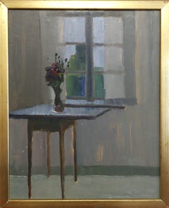 Pintura al óleo sueca vintage de estilo «Mid-Century Modern» de 1958: «Luz de la mañana»