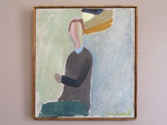1948 Mid-Century Modern Abstract Portrait Oil Painting - Waiting by the Window
