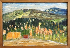 1971 Modernist Expressive Swedish Landscape Oil Painting -The Hills Beyond