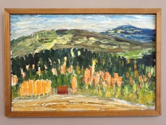 1971 Modernist Expressive Swedish Landscape Oil Painting -The Hills Beyond