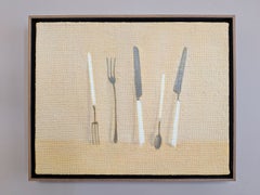 2026 Dipinto a olio britannico contemporaneo di natura morta - Coltelli e forchette n. 2